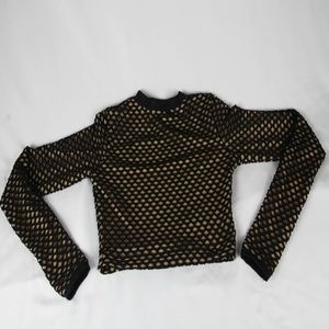 Uptown Society Long Sleeve Mesh Crop Top EUC